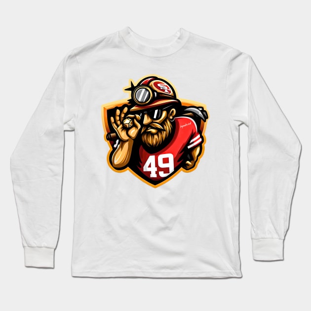 49ers Fan Art Long Sleeve T-Shirt by HELLAHIGH TEEZ